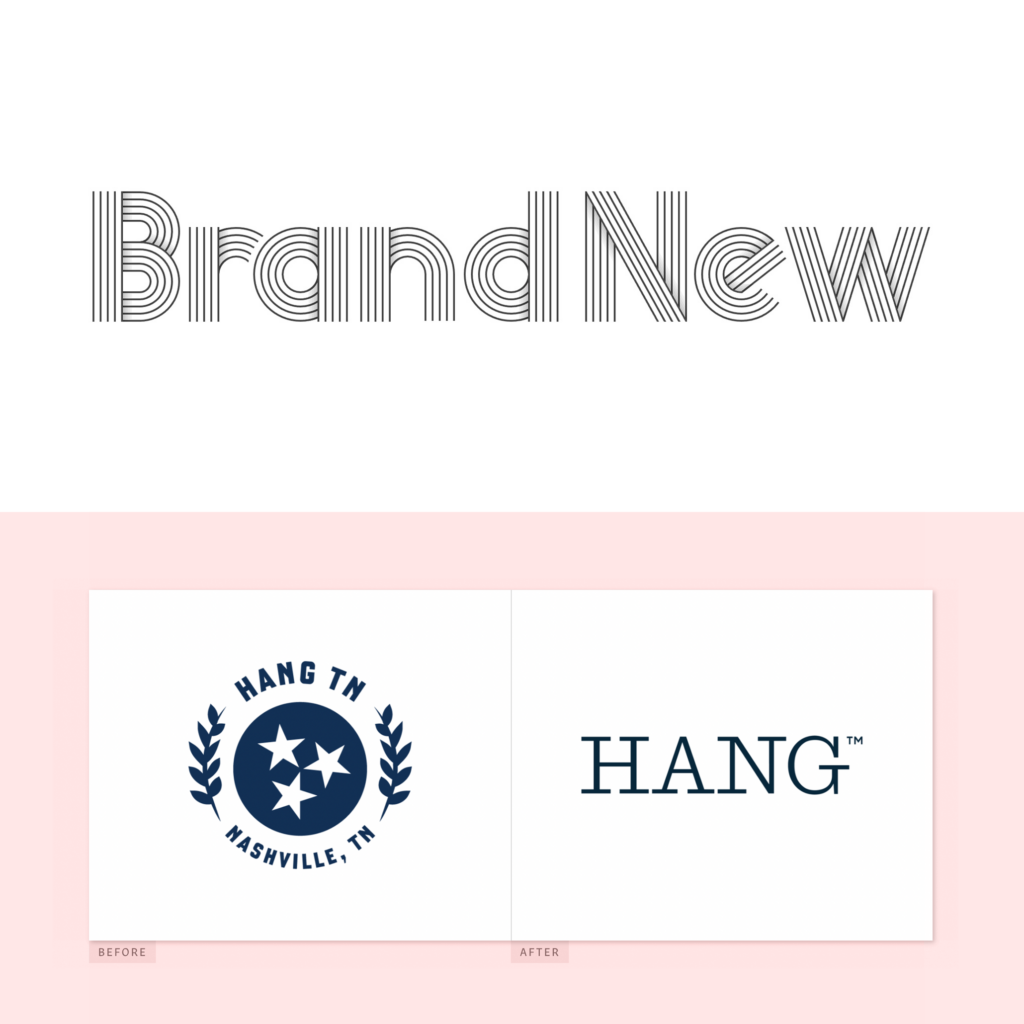 Brand New Logo with HANG before and after