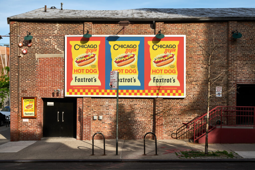 Chicago Hot Dog Chip Packaging Billboard for Foxtrot by Perky Bros