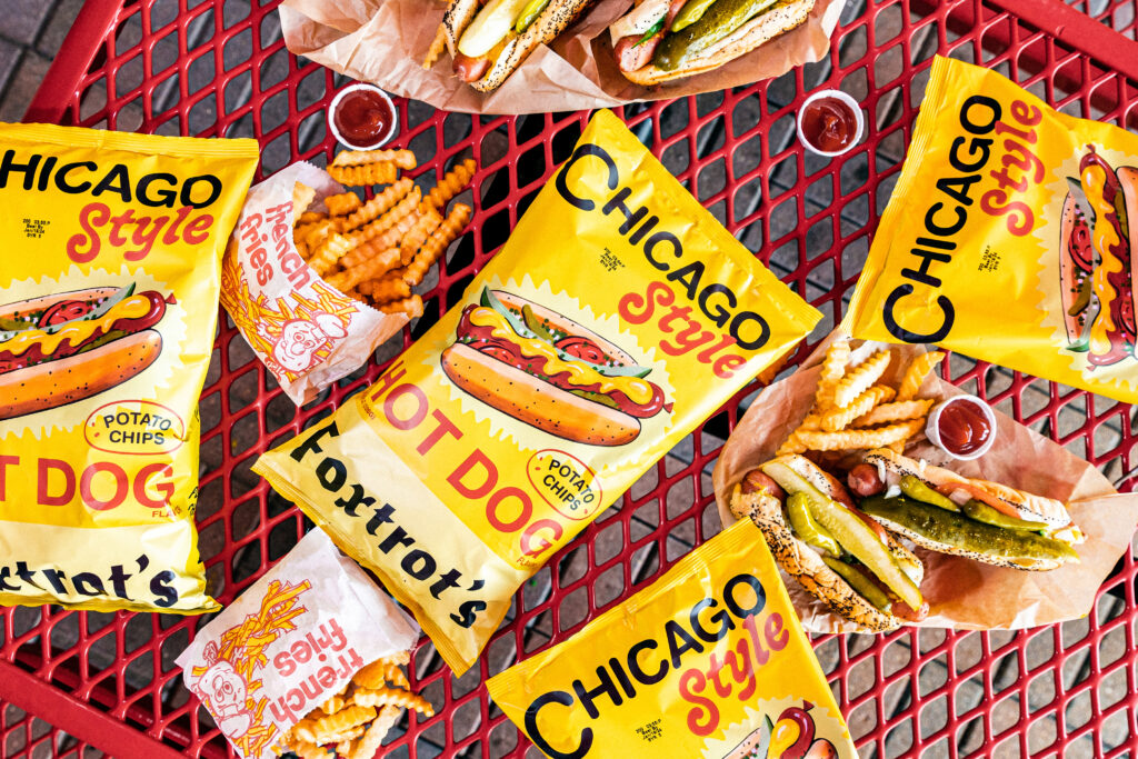 Chicago Hot Dog Chip Packaging Design for Foxtrot by Perky Bros