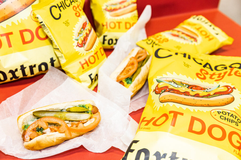 Chicago Hot Dog Chip Packaging for Foxtrot by Perky Bros