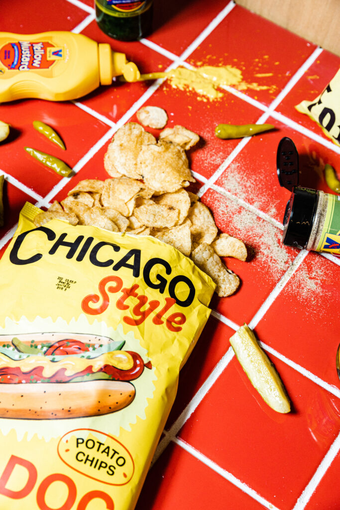 Chicago Hot Dog Chip Packaging Design for Foxtrot by Perky Bros