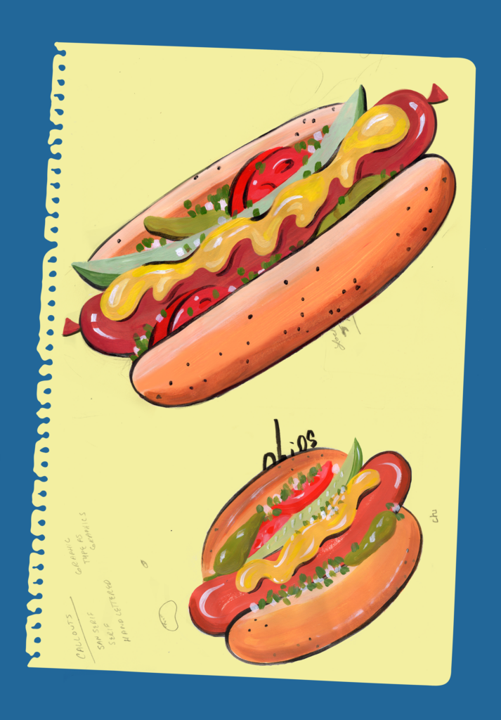 Chicago Hot Dog Chip Packaging Painting for Foxtrot by Perky Bros